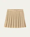Miu Miu Metallic Pleated Mini Skirt In Neutral