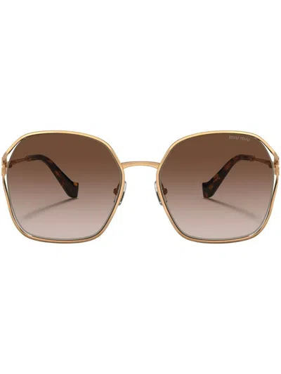 Miu Miu Metallic Round-frame Sunglasses In Gold