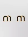 Miu Miu Metallic Stud Earrings Black Detailing In Gold