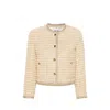 Miu Miu Metallic Tweed Jacket With Patch Pockets In Neutrals