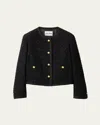 Miu Miu Metallic Wool Cropped Jacket In F0002 Nero