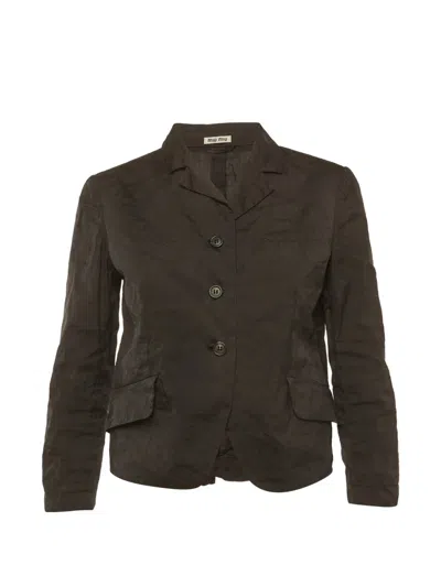 Pre-owned Miu Miu Metallic-finish Shirt In Black