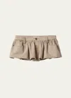 Miu Miu Low-rise Denim Miniskirt In F0006 Beige