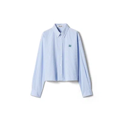 Miu Miu Micro Pinstripe Poplin Shirt In Blue