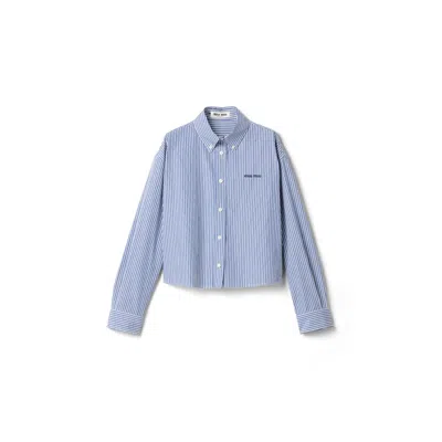 Miu Miu Micro Pinstripe Poplin Shirt In Blue