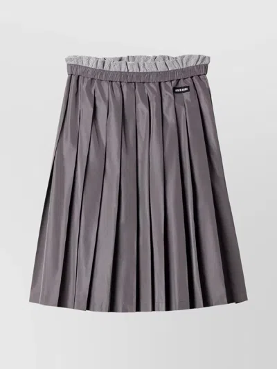 MIU MIU MID-LENGTH PLEATED SKIRT ELASTIC WAISTBAND