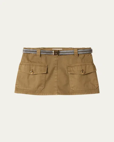 MIU MIU MID-RISE MINI SKIRT WITH BELT