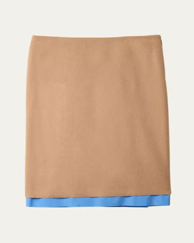 Miu Miu Mid-rise Straight Knee Length Skirt In Brown