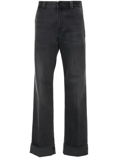 Miu Miu Halbhohe Straight-leg-hose In Gray