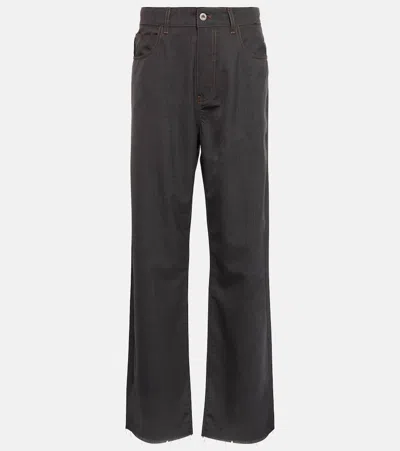 Miu Miu Mid-rise Straight-leg Wool Pants In Gray