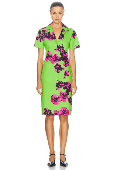 Miu Miu Midi Shirt Dress In Green