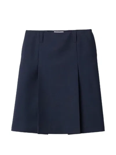 Miu Miu Midi Skirt With Embroidery In Blue