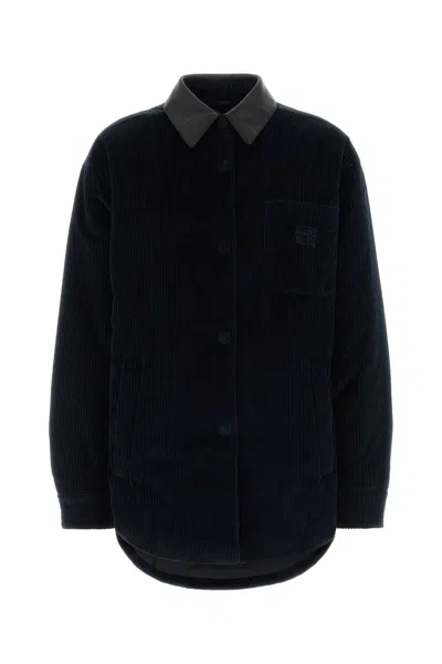 MIU MIU MIDNIGHT BLUE CORDUROY DOWN JACKET