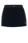 Miu Miu Midnight Blue Cotton Mini Skirt In Blue