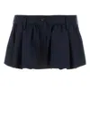 Miu Miu Mini Cotton Skirt Belt Loops In Blue