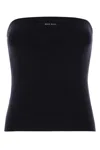 Miu Miu Strapless Ribbed Cotton Top In Black