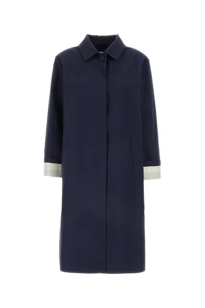 MIU MIU MIDNIGHT BLUE COTTON TRENCH COAT