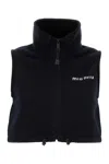 Miu Miu Sleeveless High Collar Drawstring Vest In Black
