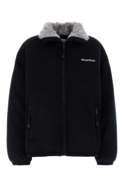 Miu Miu Midnight Blue Polyester Blend Down Jacket