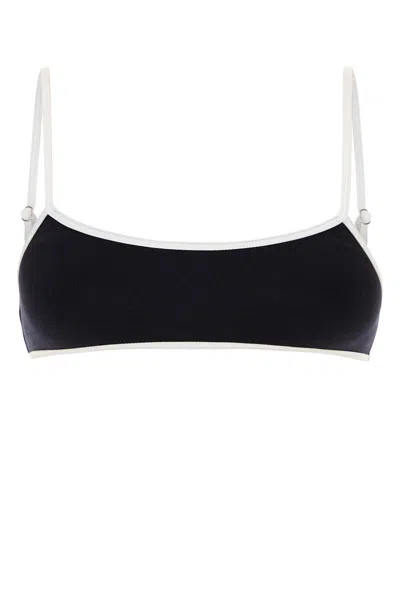 MIU MIU MIDNIGHT BLUE STRETCH NYLON BIKINI TOP