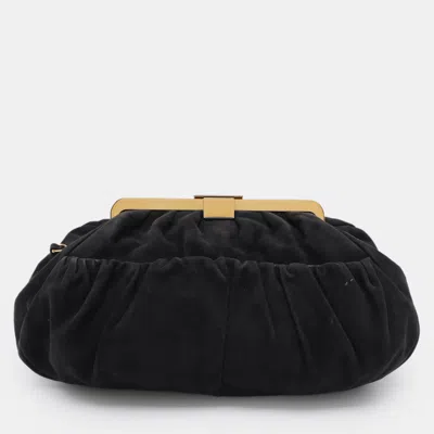 Pre-owned Miu Miu Midnight Blue Suede Frame Satchel