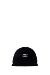 Miu Miu Midnight Blue Velvet Baseball Cap In Black