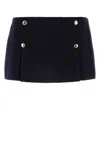 Miu Miu Women's Midnight Wool Blend Mini Skirt In Blue