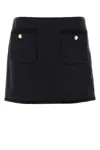 Miu Miu Midnight Blue Wool Mini Skirt In Black