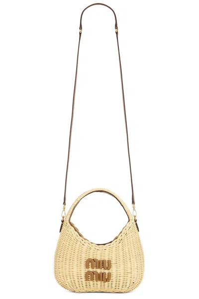 Miu Miu Midollino City Calg Top Handle Bag In Neutral