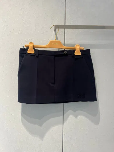Miu Miu Milano Rib Knit Miniskirt In Black