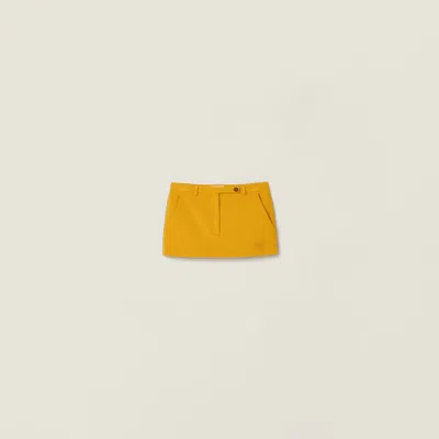 Miu Miu Milano Rib Knit Miniskirt In Yellow