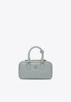 Miu Miu Mini Arcadie Leather Top Handle Bag In Blue