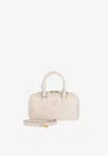Miu Miu Mini Arcadie Leather Top Handle Bag In Chalk