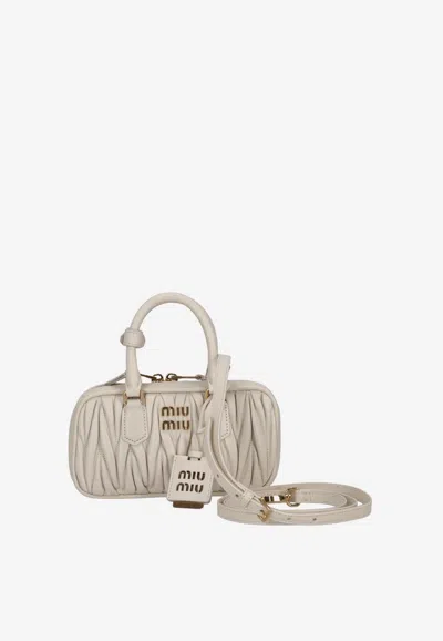 MIU MIU MINI ARCADIE MATELASSÉ LEATHER TOP HANDLE BAG