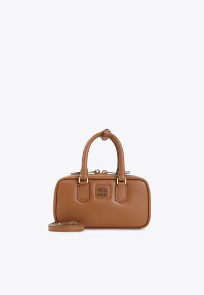 Miu Miu Mini Arcadie Shoulder Bag In Brown