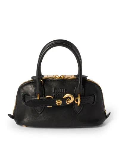 Miu Miu Mini Aventure Bag In Nappa In Black