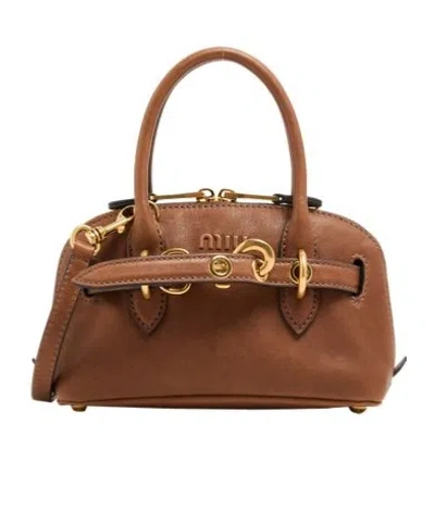 Miu Miu Mini Aventure Shoulder Bag In Brown