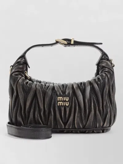 Miu Miu Mini Bag Adjustable Strap Gold Tone Hardware In Gray
