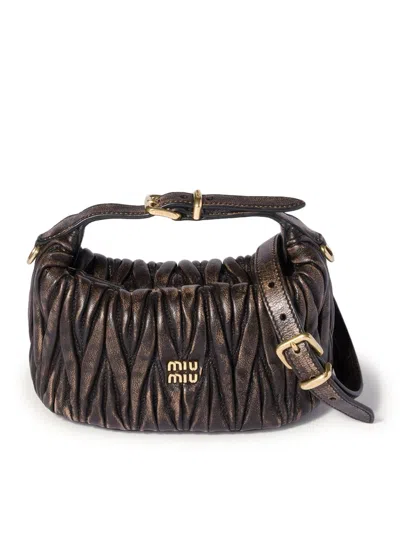 Miu Miu Mini Bag In Matelassé Nappa In Brown