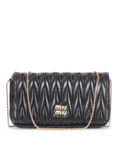 Miu Miu Mini Bag In Nappa Matelasse` In Black