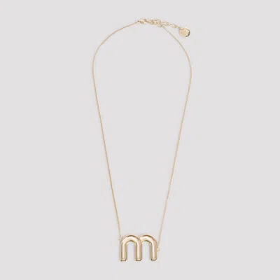 Miu Miu Mini Brass Statement Necklace For Women In Metallic