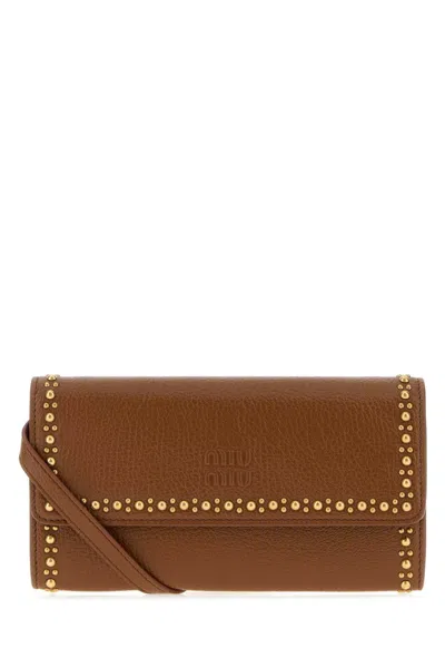 Miu Miu Mini Camel Leather Wallet