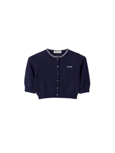 Miu Miu Mini Cardigan In Blue