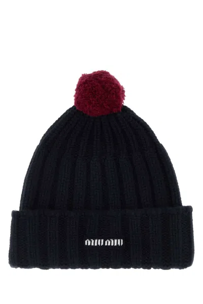Miu Miu Mini Cashmere Beanie Hat In Black