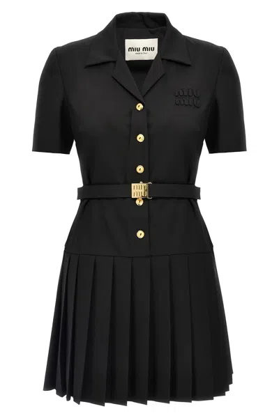 Miu Miu Mini Chemisier Dress In Black
