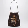 Miu Miu Mini Cocoa-coloured Woven Fabric Bucket Bag Women