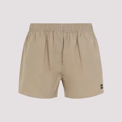 Miu Miu Mini Cotton Shorts For Women In Brown