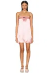 Miu Miu Logo-patch Satin Slip Dress In Pink