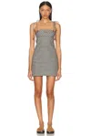 Miu Miu Blackwhite Checked Mini Dress In Black