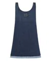 Miu Miu Logo Lettering Denim Mini Dress In Blue
